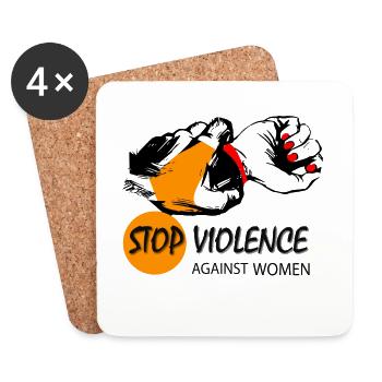 Gewalt gegen Frau stoppen - Untersetzer (4er-Set) - Weiß - Vorne