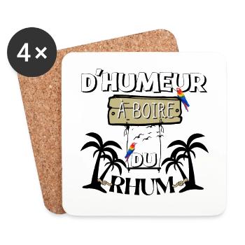 D' HUMEUR À BOIRE DU RHUM idée cadeau humour apéro - Dessous de verre (lot de 4) - blanc - Devant