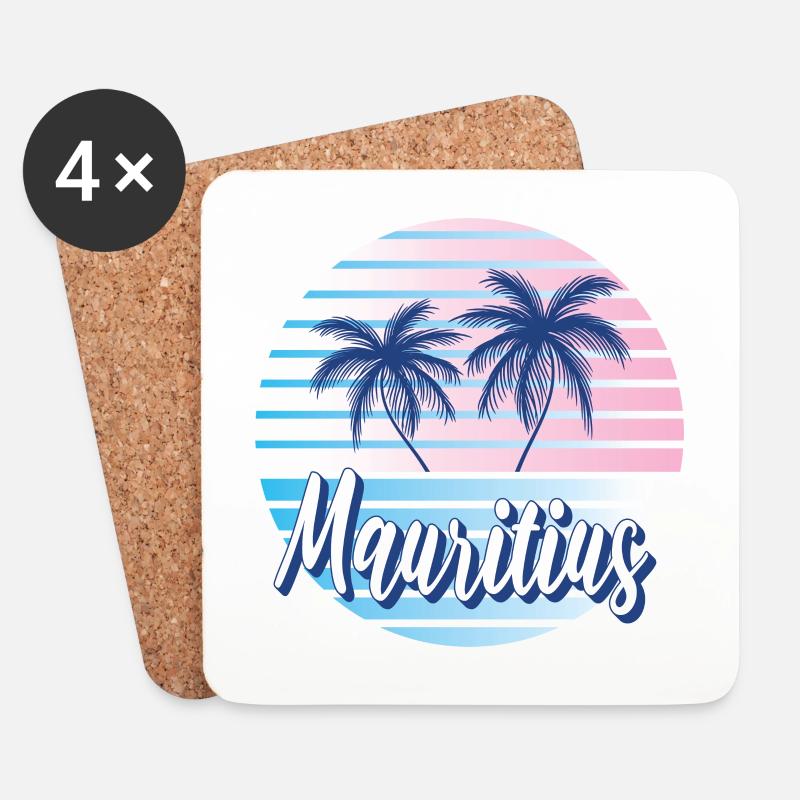 Mauritius bunte Retro Sommer Strand Design - Untersetzer (4er-Set) - Weiß