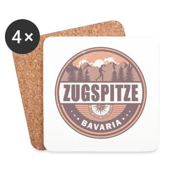Zugspitze Bavaria Germany Vintage Hiking Design - Coasters (set of 4) - white - Front