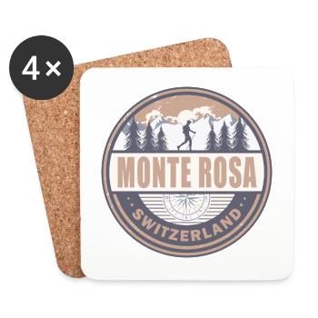 Monte Rosa Suisse Alpes Suisses Vintage Randonnée - Dessous de verre (lot de 4) - blanc - Devant