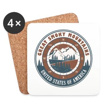 Great Smoky Mountains États-Unis Vintage Randonnée - Dessous de verre (lot de 4) - blanc - Devant