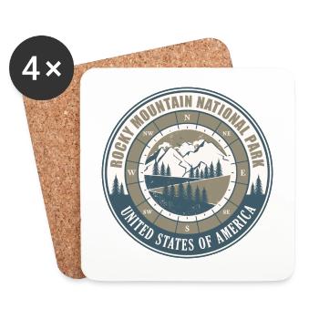 Parc national des montagnes US Vintage Randonnée - Dessous de verre (lot de 4) - blanc - Devant