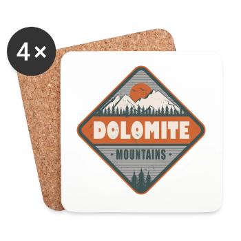 Dolomites Italie Vintage Hiking Design - Dessous de verre (lot de 4) - blanc - Devant