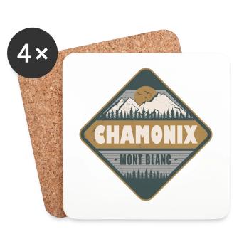 Chamonix Mont Blanc Frankreich Vintage Wanderdesign - Untersetzer (4er-Set) - Weiß - Vorne