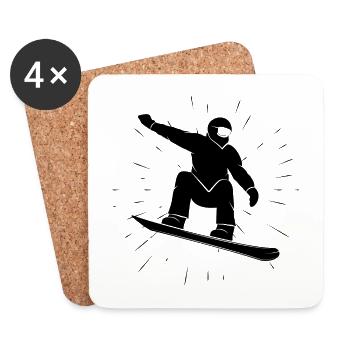 Snowboard - Freestyle Winter Boarder Holiday Trend - Coasters (set of 4) - white - Front