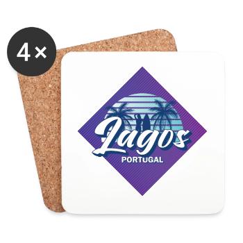 Lagos Algarve Portugal Retro 80s Summer Surf Desig - Coasters (set of 4) - white - Front