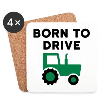 Born to drive tractors (Traktor mit Verdeck) - Coasters (set of 4) - white - Front