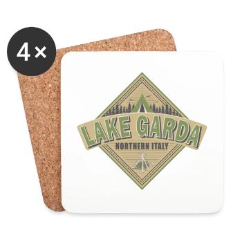 Lake Garda Italy Vintage Camping Design - Coasters (set of 4) - white - Front