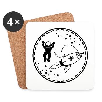 Astronaute - Rocket Space Cosmos - Dessous de verre (lot de 4) - blanc - Devant