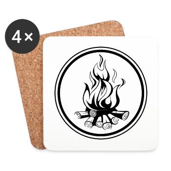 Camping Lagerfeuer - Zelturlaub Freiheit Natur - Untersetzer (4er-Set) - Weiß - Vorne