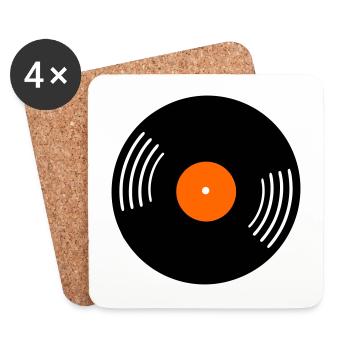 Disque vinyle rétro - Dessous de verre (lot de 4) - blanc - Devant