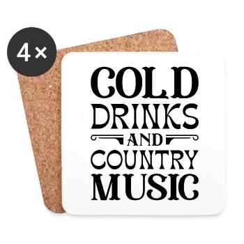 Cold Drinks And Country Music - Coasters (set of 4) - white - Front
