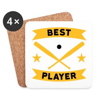 Best baseball player (banner, baseball bat) - Coasters (set of 4) - white - Front