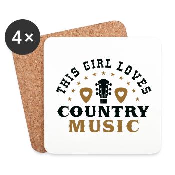 Dieses Mädchen liebt Country-Musik - Untersetzer (4er-Set) - Weiß - Vorne