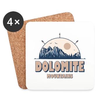 Dolomites Italie Vintage Mountain Randonnée - Dessous de verre (lot de 4) - blanc - Devant