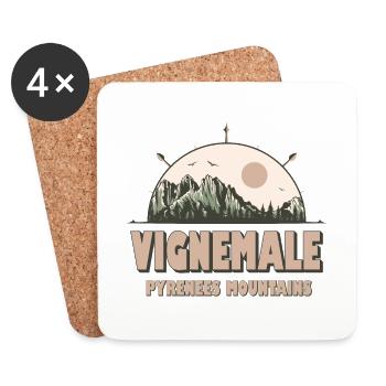 Vignemale Pyrénées Montagnes Vintage Randonnée Design - Dessous de verre (lot de 4) - blanc - Devant