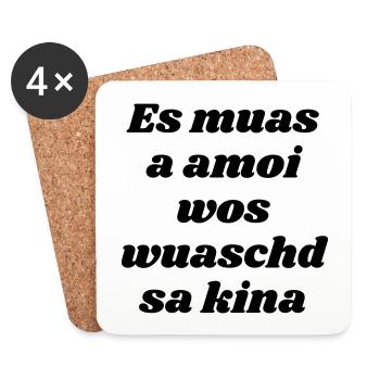 es muas amoi...-bayrischer Spruch - Untersetzer (4er-Set) - Weiß - Vorne