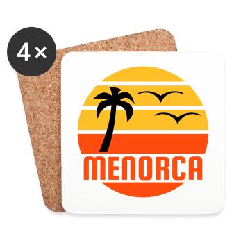 Menorca (sun, palm tree, birds) - Coasters (set of 4) - white - Front