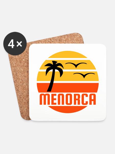 Menorca (Sonne, Palme, Vögel) - Untersetzer (4er-Set) - Weiß