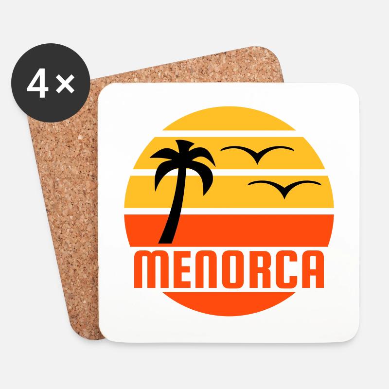 Menorca (Sonne, Palme, Vögel) - Untersetzer (4er-Set) - Weiß