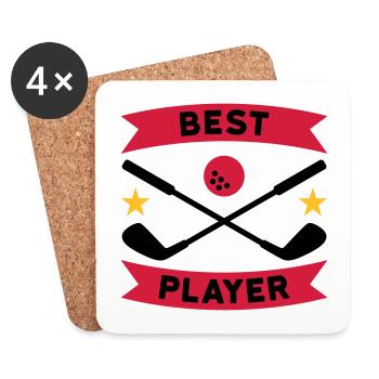 Best golf player (Banner, Sterne, Golfschläger) - Untersetzer (4er-Set) - Weiß - Vorne