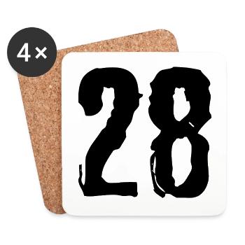 28 Zahl Trikot - Untersetzer (4er-Set) - Weiß - Vorne