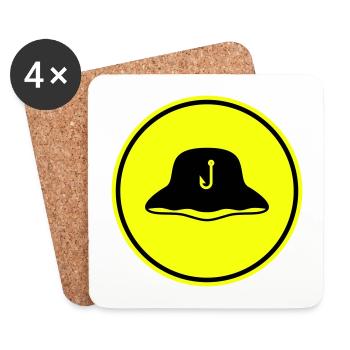 Icône chapeau de pêche Silhouette - Dessous de verre (lot de 4) - blanc - Devant