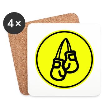 Symbole des gants de boxe - Dessous de verre (lot de 4) - blanc - Devant