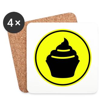 Icône Muffin Silhouette - Dessous de verre (lot de 4) - blanc - Devant