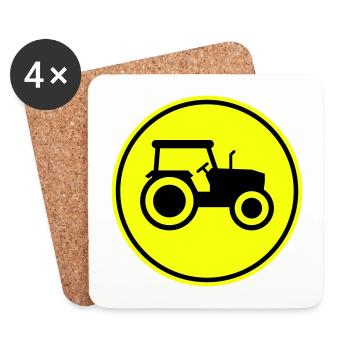Silhouette de l’icône du tracteur - Dessous de verre (lot de 4) - blanc - Devant
