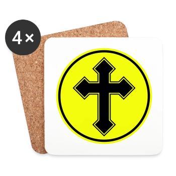 Cross symbol icon - Coasters (set of 4) - white - Front