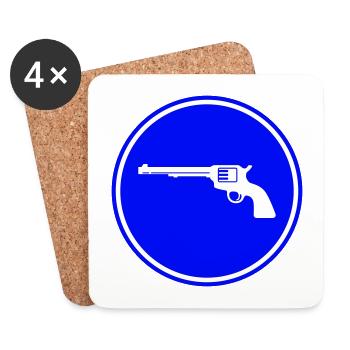 weapon pistol - Coasters (set of 4) - white - Front