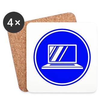 Laptop Symbol - Untersetzer (4er-Set) - Weiß - Vorne