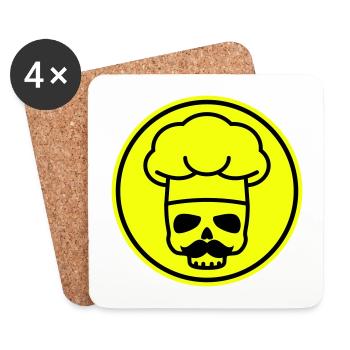Icône du crâne de cuisinier - Dessous de verre (lot de 4) - blanc - Devant