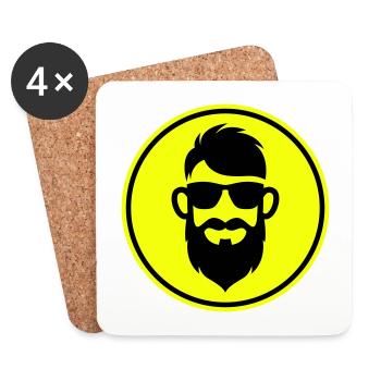 Symbole de barbe du visage - Dessous de verre (lot de 4) - blanc - Devant