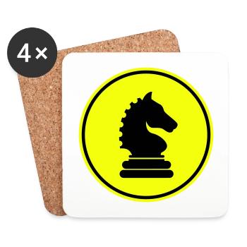 Pferd Schachfigur - Untersetzer (4er-Set) - Weiß - Vorne