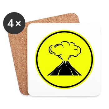 Icône de volcan - Dessous de verre (lot de 4) - blanc - Devant