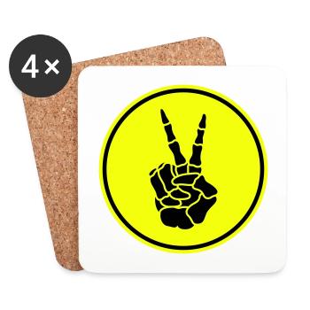 Hand peace skeleton - Coasters (set of 4) - white - Front