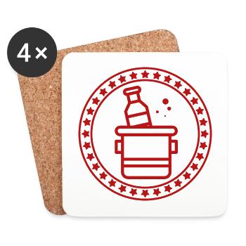 Bier - Beer / Bierkrug - Bierflasche - Untersetzer (4er-Set) - Weiß - Vorne