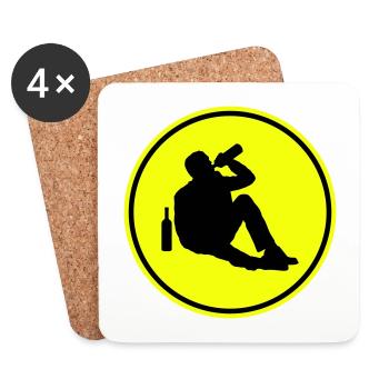 Drinking alcohol man - Coasters (set of 4) - white - Front