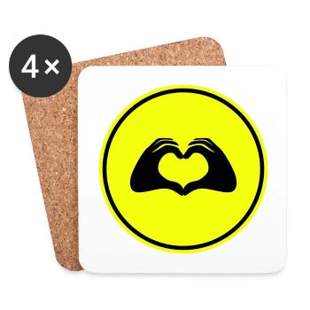 Hands Heart Symbol - Coasters (set of 4) - white - Front