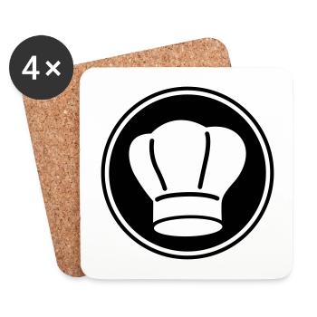 Symbole du chapeau de chef - Dessous de verre (lot de 4) - blanc - Devant