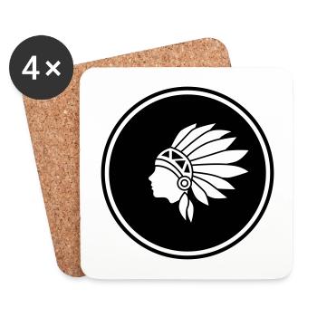 Tête indienne - Dessous de verre (lot de 4) - blanc - Devant