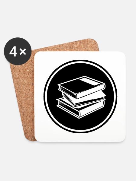 Bücher lesen - Untersetzer (4er-Set) - Weiß
