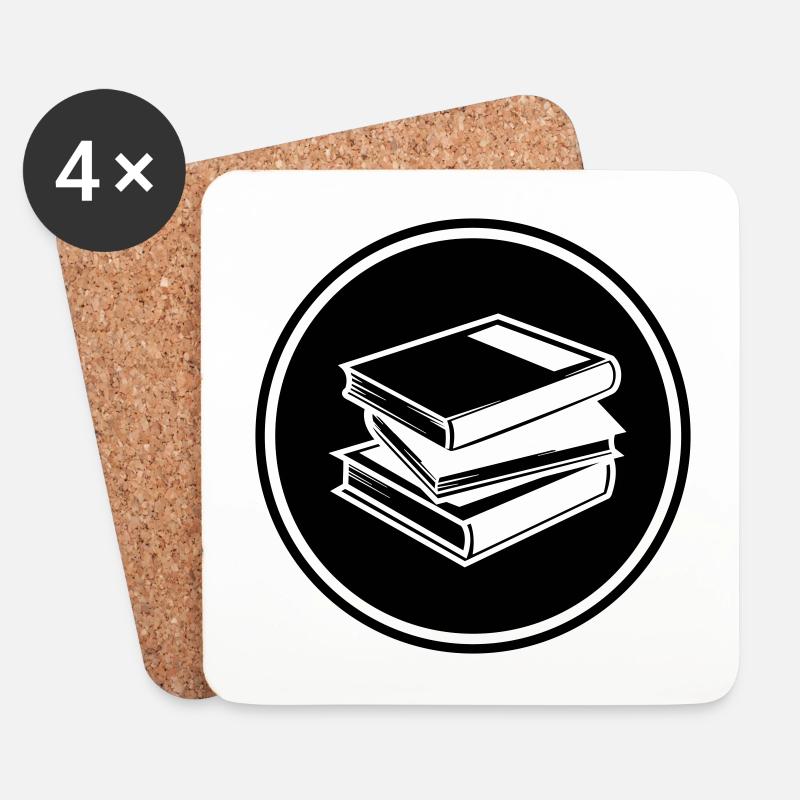 Bücher lesen - Untersetzer (4er-Set) - Weiß
