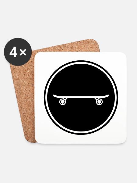 Skateboard symbol - Coasters (set of 4) - white