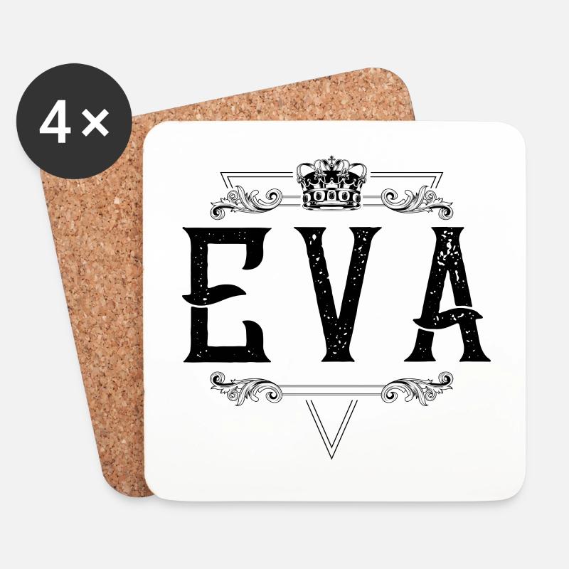 Eva Name - Untersetzer (4er-Set) - Weiß
