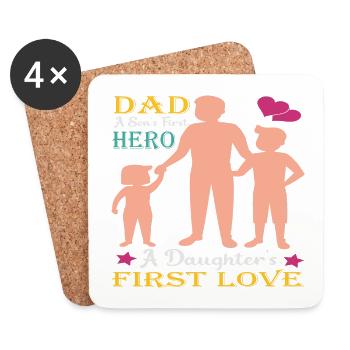 | D’AMOUR DE PAPA HERO Fête des Pères Fête des Pères - Dessous de verre (lot de 4) - blanc - Devant