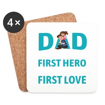 DAD HERO LOVE | Father's Day Father's Day - Coasters (set of 4) - white - Front